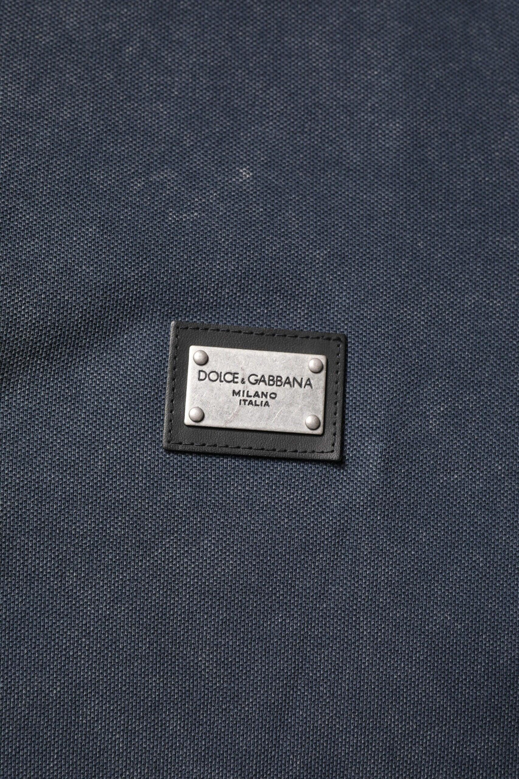 Dolce & Gabbana Dark Blue Logo Plaque Cotton Men Polo Shirt T-shirt - Zeiniez