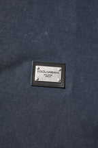 Dolce & Gabbana Dark Blue Logo Plaque Cotton Men Polo Shirt T-shirt - Zeiniez
