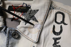 Dolce & Gabbana Light Blue Graffiti Button Down Denim Jacket