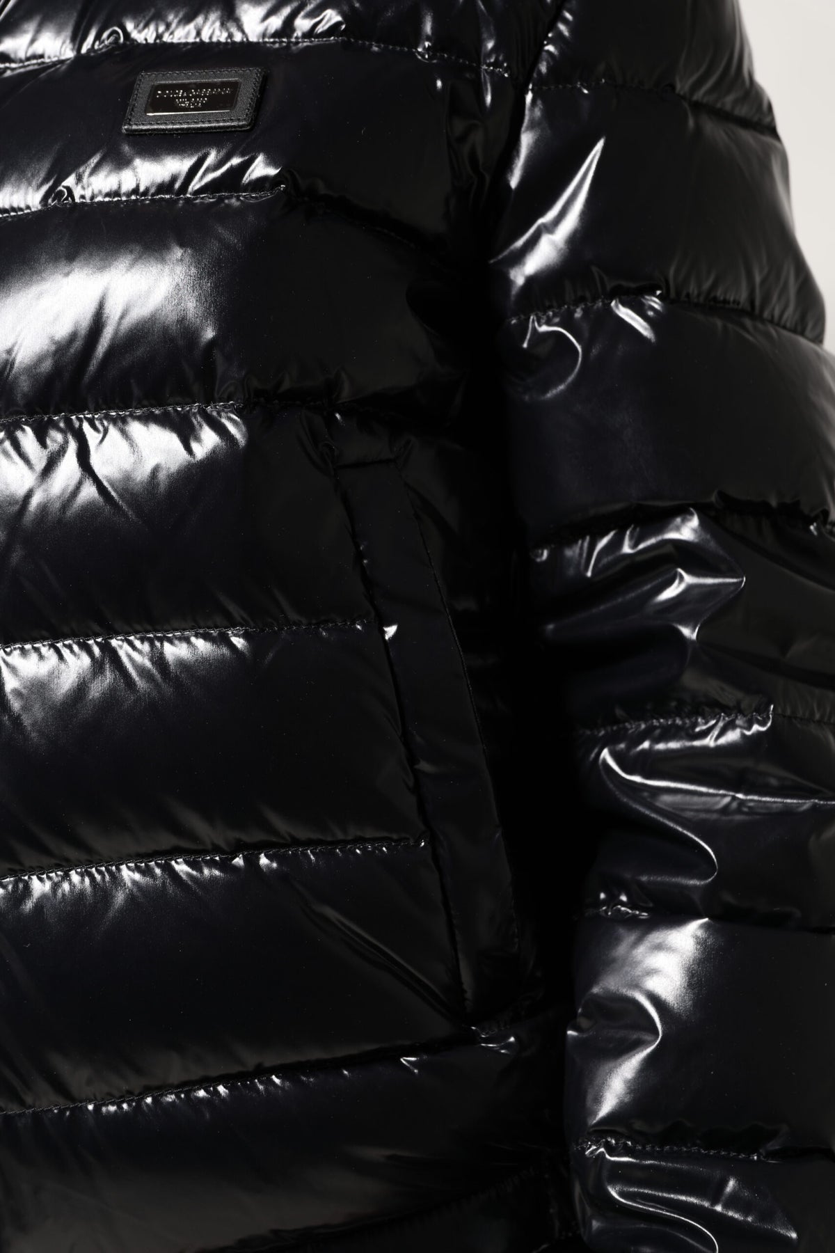 Dolce & Gabbana Black Logo Plaque Full Zip Puffer Jacket