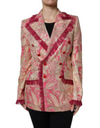 Dolce & Gabbana Pink Gold Jacquard Nylon Coat Blazer Jacket - Zeiniez