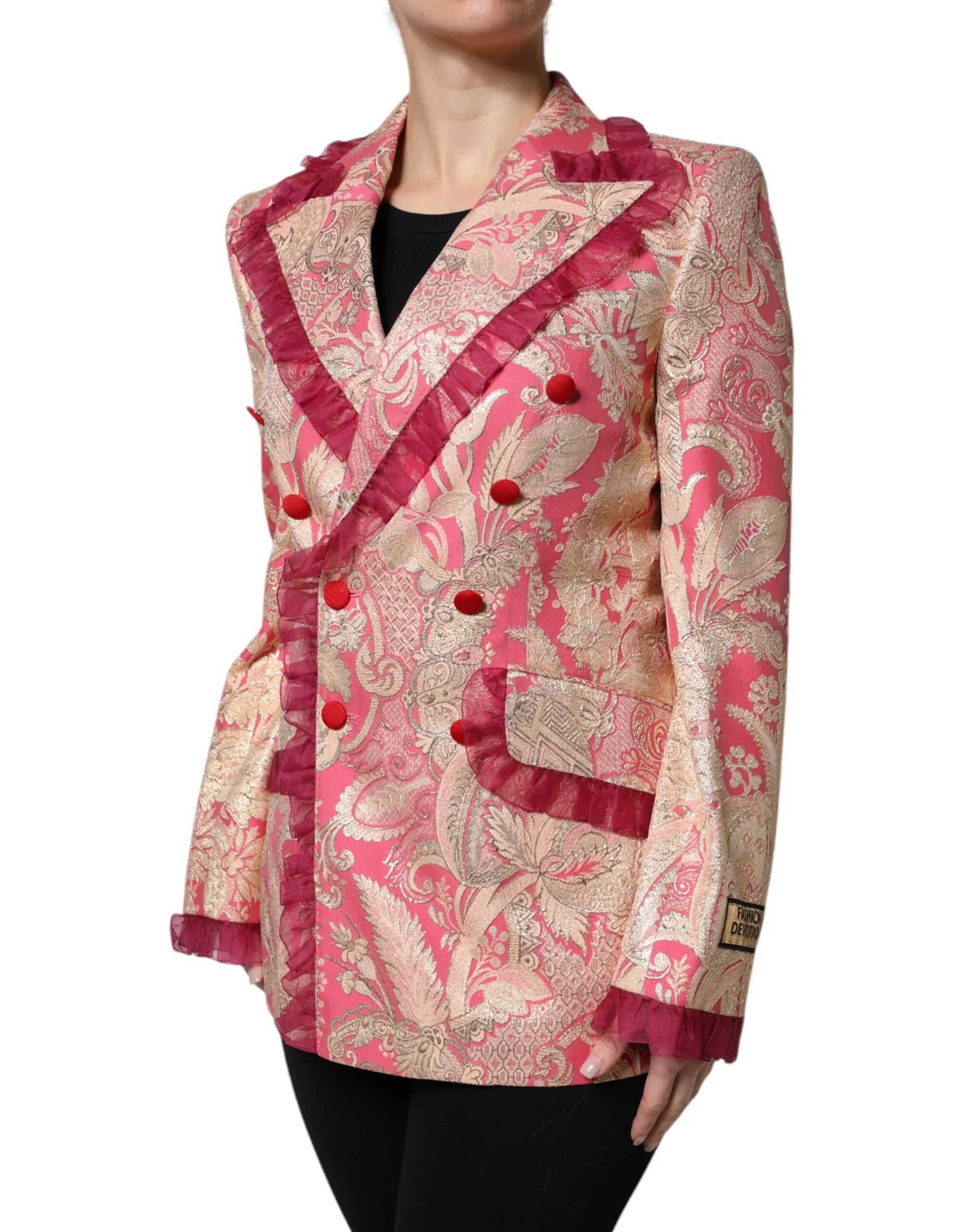 Dolce & Gabbana Pink Gold Jacquard Nylon Coat Blazer Jacket - Zeiniez