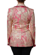 Dolce & Gabbana Pink Gold Jacquard Nylon Coat Blazer Jacket - Zeiniez
