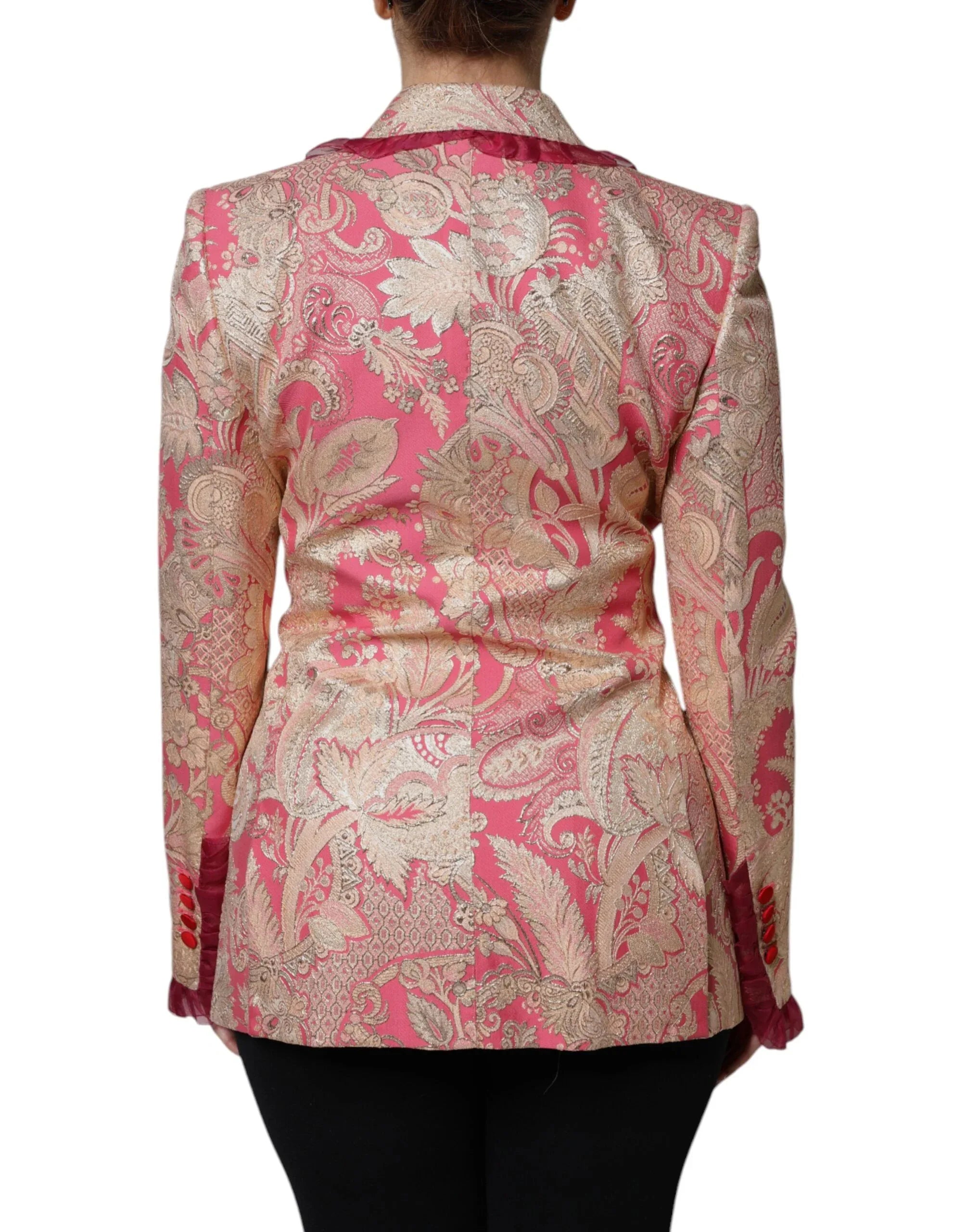 Dolce & Gabbana Pink Gold Jacquard Nylon Coat Blazer Jacket - Zeiniez