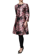 Dolce & Gabbana Pink Black Floral Brocade Trenchcoat Jacket - Zeiniez
