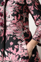 Dolce & Gabbana Pink Black Floral Brocade Trenchcoat Jacket - Zeiniez