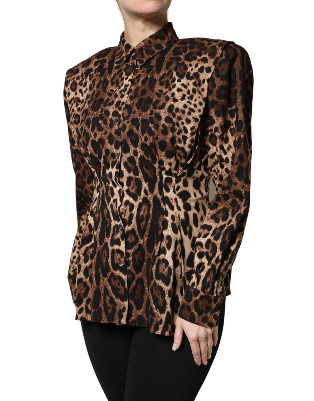 Dolce & Gabbana Brown Leopard Silk Button Down Coat Jacket - Zeiniez