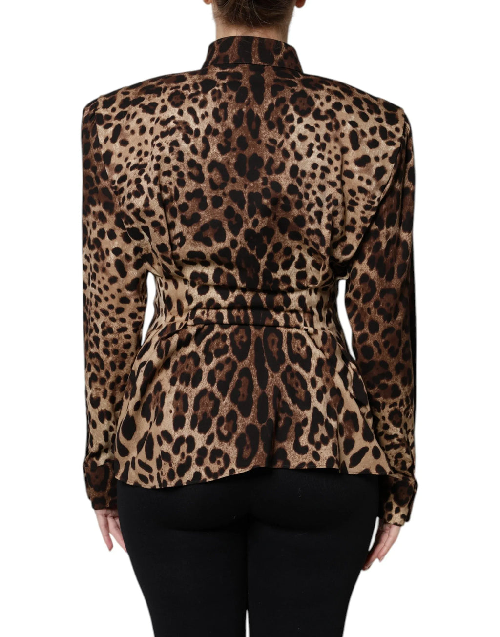 Dolce & Gabbana Brown Leopard Silk Button Down Coat Jacket - Zeiniez