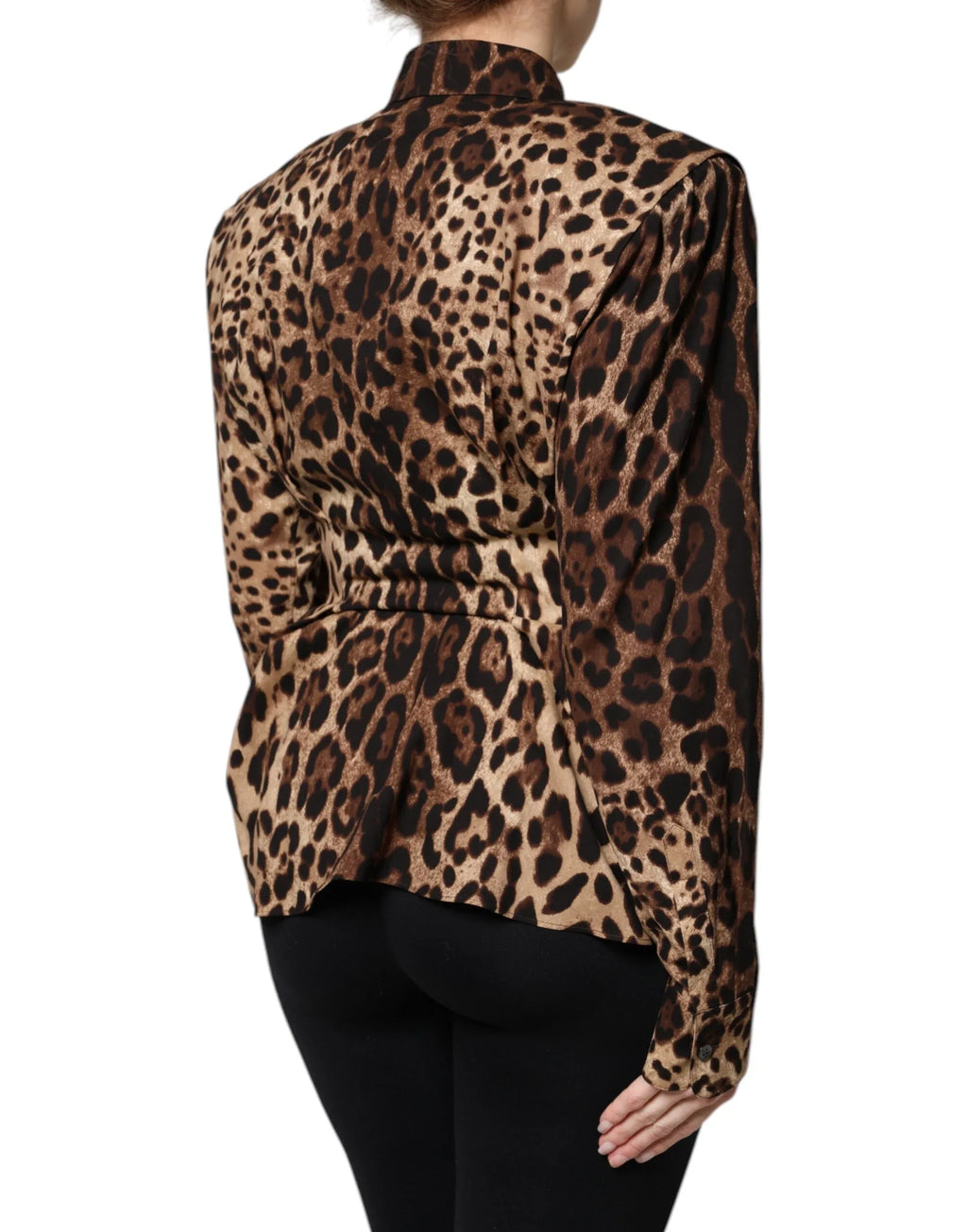 Dolce & Gabbana Brown Leopard Silk Button Down Coat Jacket - Zeiniez