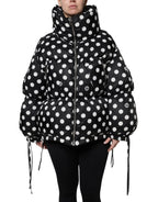 Dolce & Gabbana Black White Polka Dot Full Zip Puffer Jacket - Zeiniez