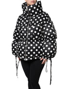Dolce & Gabbana Black White Polka Dot Full Zip Puffer Jacket - Zeiniez