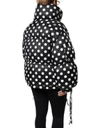Dolce & Gabbana Black White Polka Dot Full Zip Puffer Jacket - Zeiniez