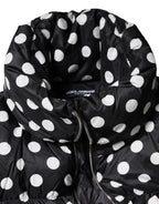 Dolce & Gabbana Black White Polka Dot Full Zip Puffer Jacket - Zeiniez