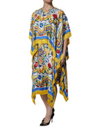 Dolce & Gabbana Multicolor Majolica Kaftan Short Sleeves Maxi Dress - Zeiniez