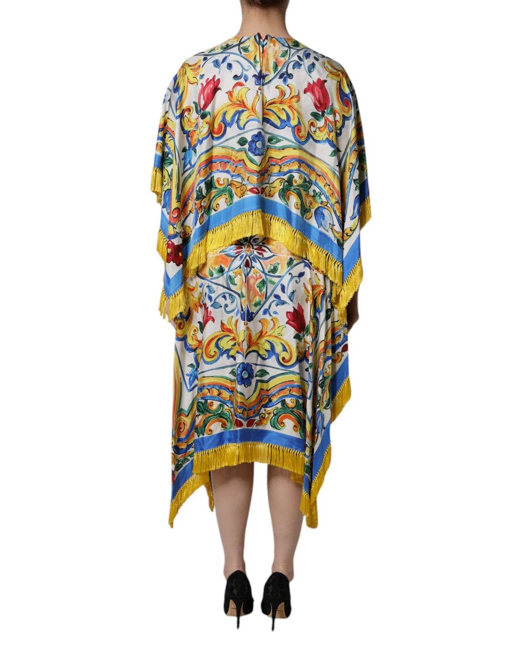 Dolce & Gabbana Multicolor Majolica Kaftan Short Sleeves Maxi Dress - Zeiniez