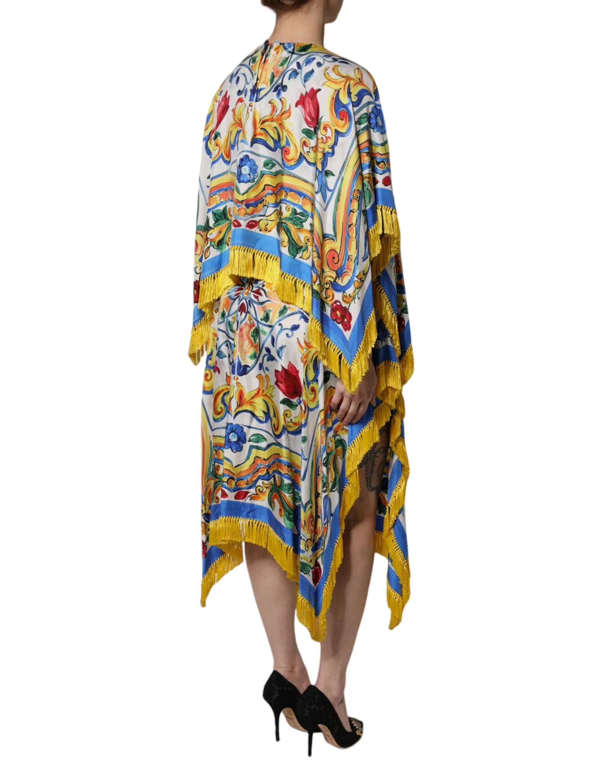 Dolce & Gabbana Multicolor Majolica Kaftan Short Sleeves Maxi Dress - Zeiniez