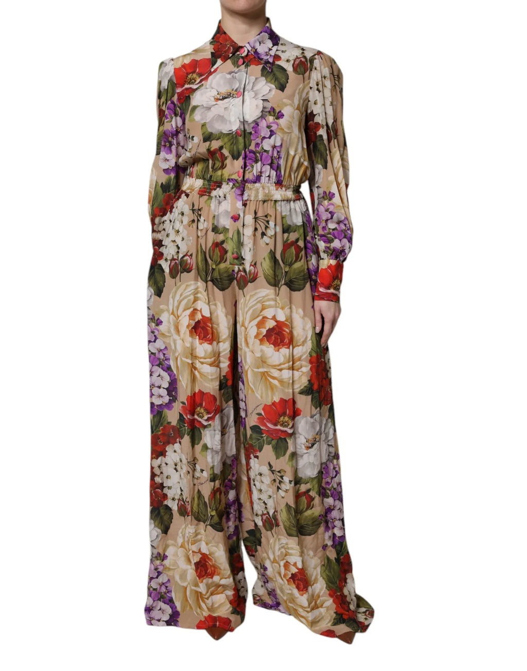 Dolce & Gabbana Multicolor Floral Wide Leg Jumpsuit Dress - Zeiniez