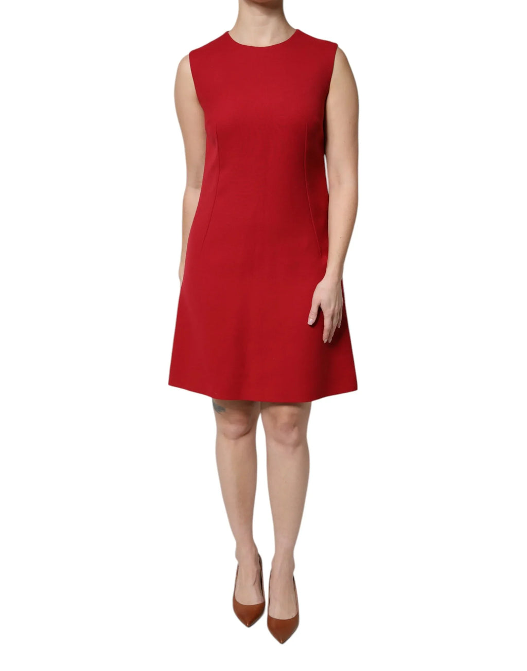 Dolce & Gabbana Red Wool Sleeveless Knee Length A-line Dress - Zeiniez