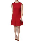 Dolce & Gabbana Red Wool Sleeveless Knee Length A-line Dress - Zeiniez
