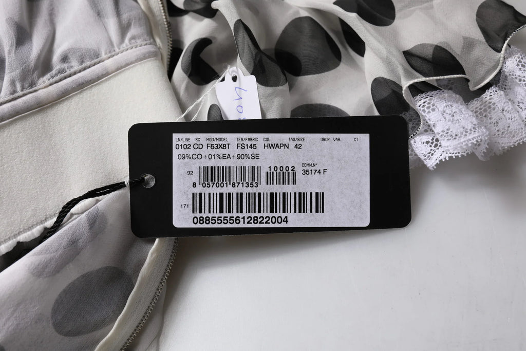 Dolce & Gabbana White Polka Dotted Silk Blend A-line Dress - Zeiniez