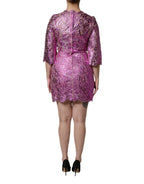 Dolce & Gabbana Metallic Fuchsia Floral Sheath Mini Dress - Zeiniez