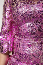 Dolce & Gabbana Metallic Fuchsia Floral Sheath Mini Dress - Zeiniez