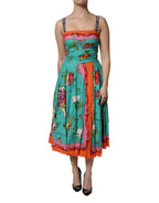 Dolce & Gabbana Multicolor Printed Silk Sleeveless Midi Dress - Zeiniez