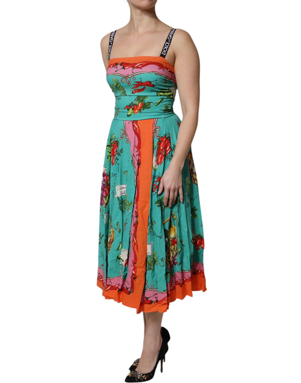 Dolce & Gabbana Multicolor Printed Silk Sleeveless Midi Dress - Zeiniez