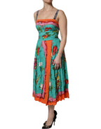 Dolce & Gabbana Multicolor Printed Silk Sleeveless Midi Dress - Zeiniez