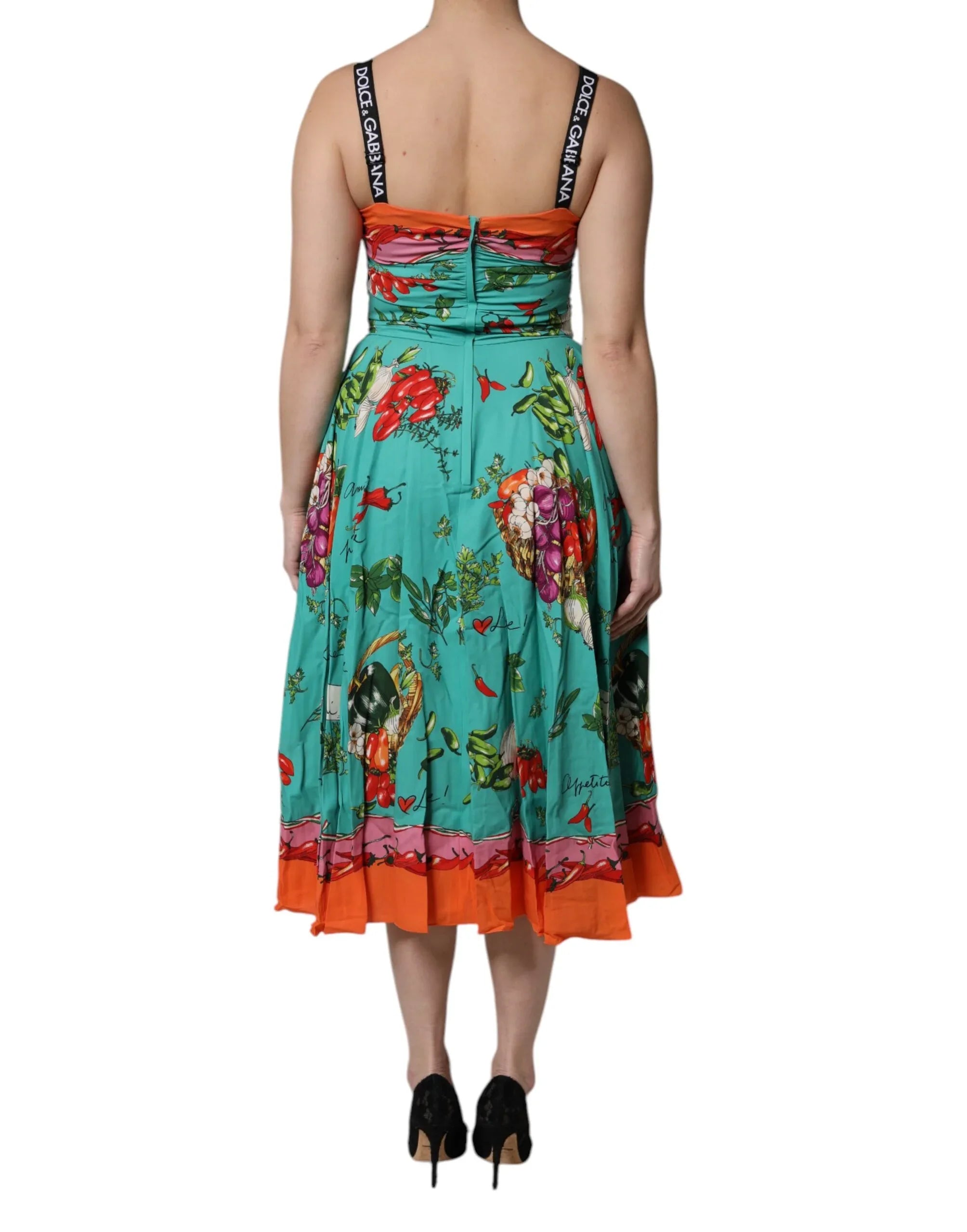 Dolce & Gabbana Multicolor Printed Silk Sleeveless Midi Dress - Zeiniez