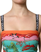 Dolce & Gabbana Multicolor Printed Silk Sleeveless Midi Dress - Zeiniez