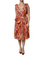 Dolce & Gabbana Multicolor Floral Silk V-neck Chiffon Dress - Zeiniez