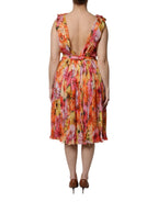 Dolce & Gabbana Multicolor Floral Silk V-neck Chiffon Dress - Zeiniez
