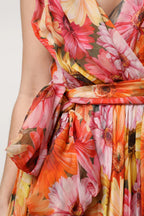 Dolce & Gabbana Multicolor Floral Silk V-neck Chiffon Dress - Zeiniez