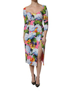 Dolce & Gabbana Multicolor Floral Side Slit Midi Dress - Zeiniez