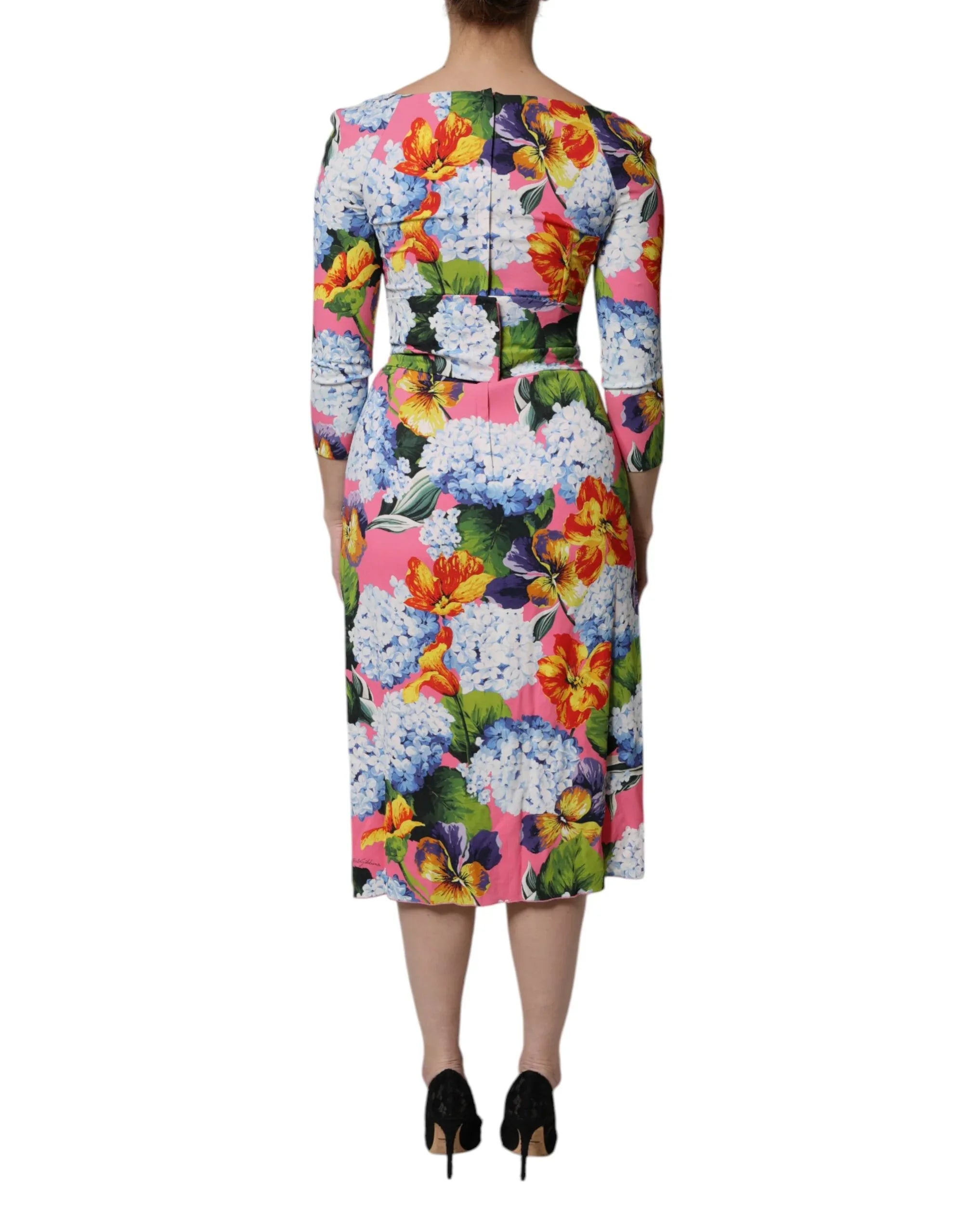 Dolce & Gabbana Multicolor Floral Side Slit Midi Dress - Zeiniez