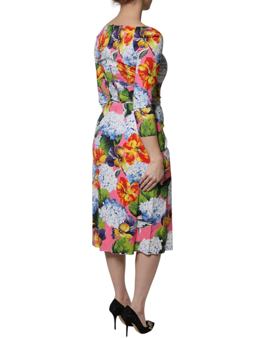 Dolce & Gabbana Multicolor Floral Side Slit Midi Dress - Zeiniez