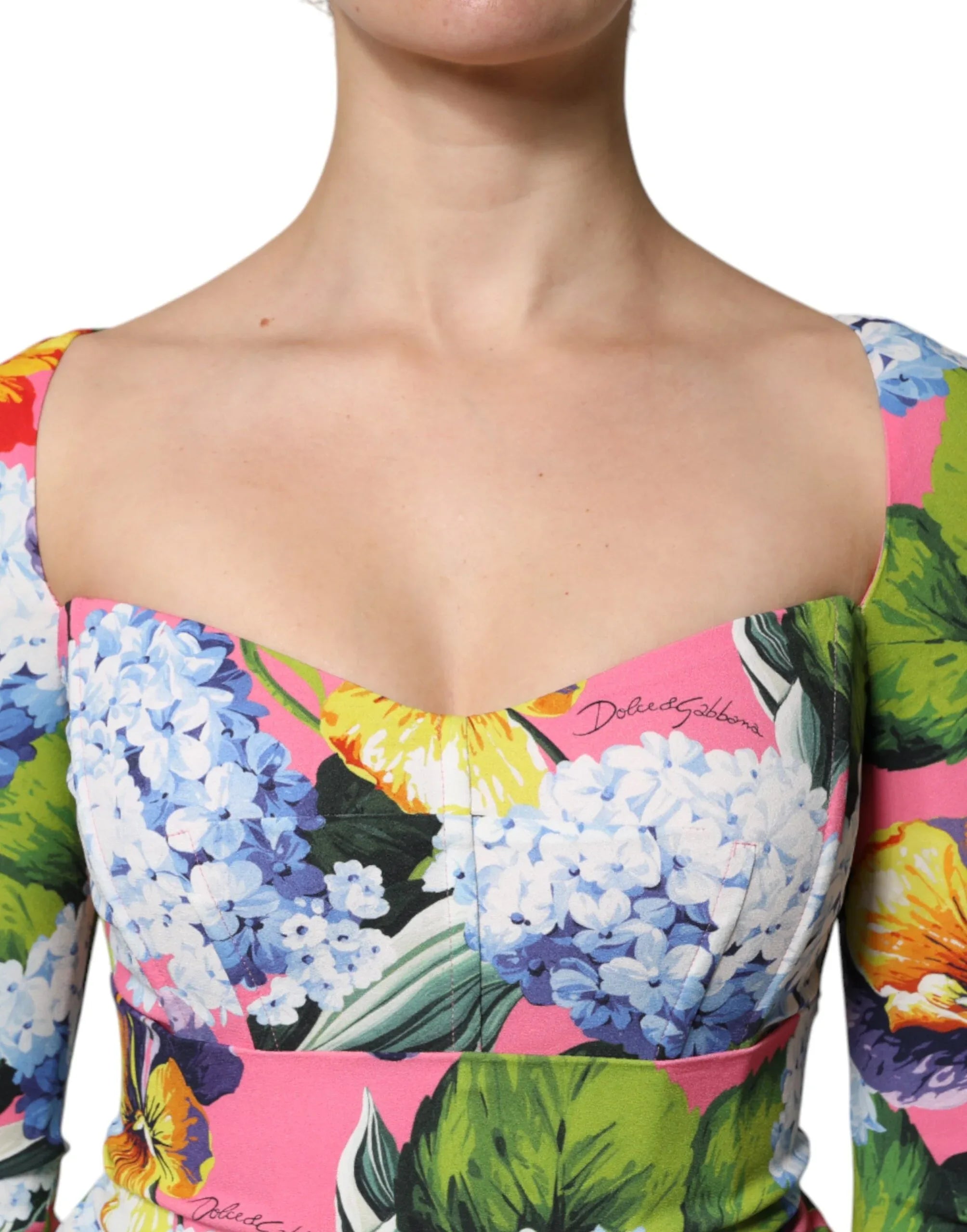 Dolce & Gabbana Multicolor Floral Side Slit Midi Dress - Zeiniez