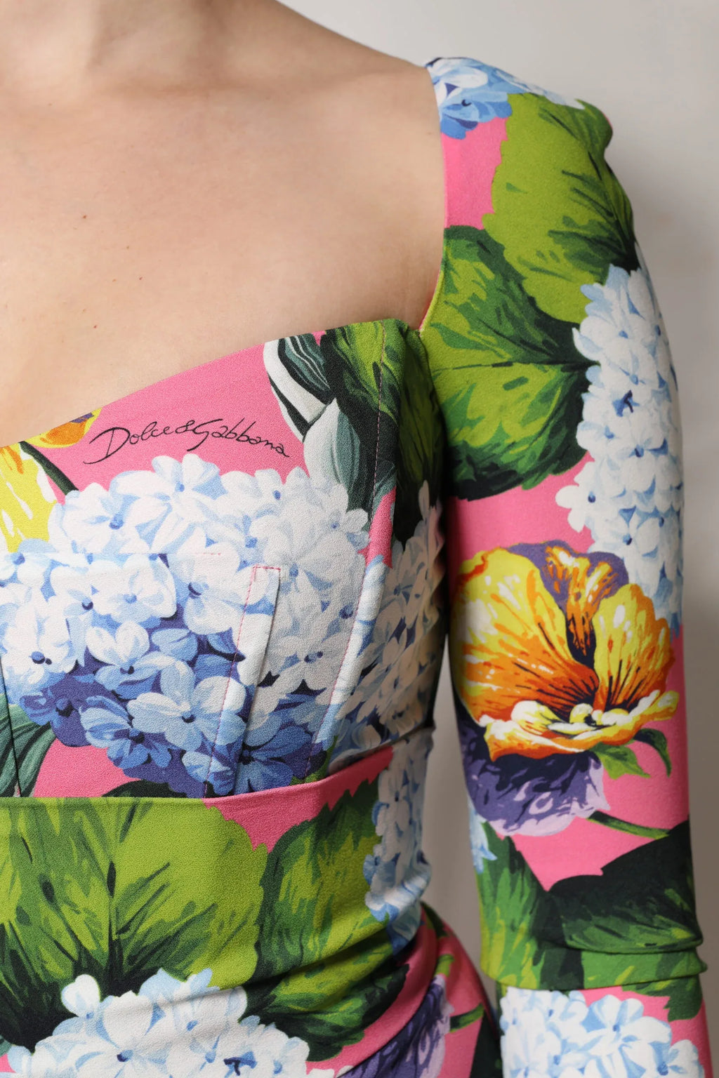 Dolce & Gabbana Multicolor Floral Side Slit Midi Dress - Zeiniez