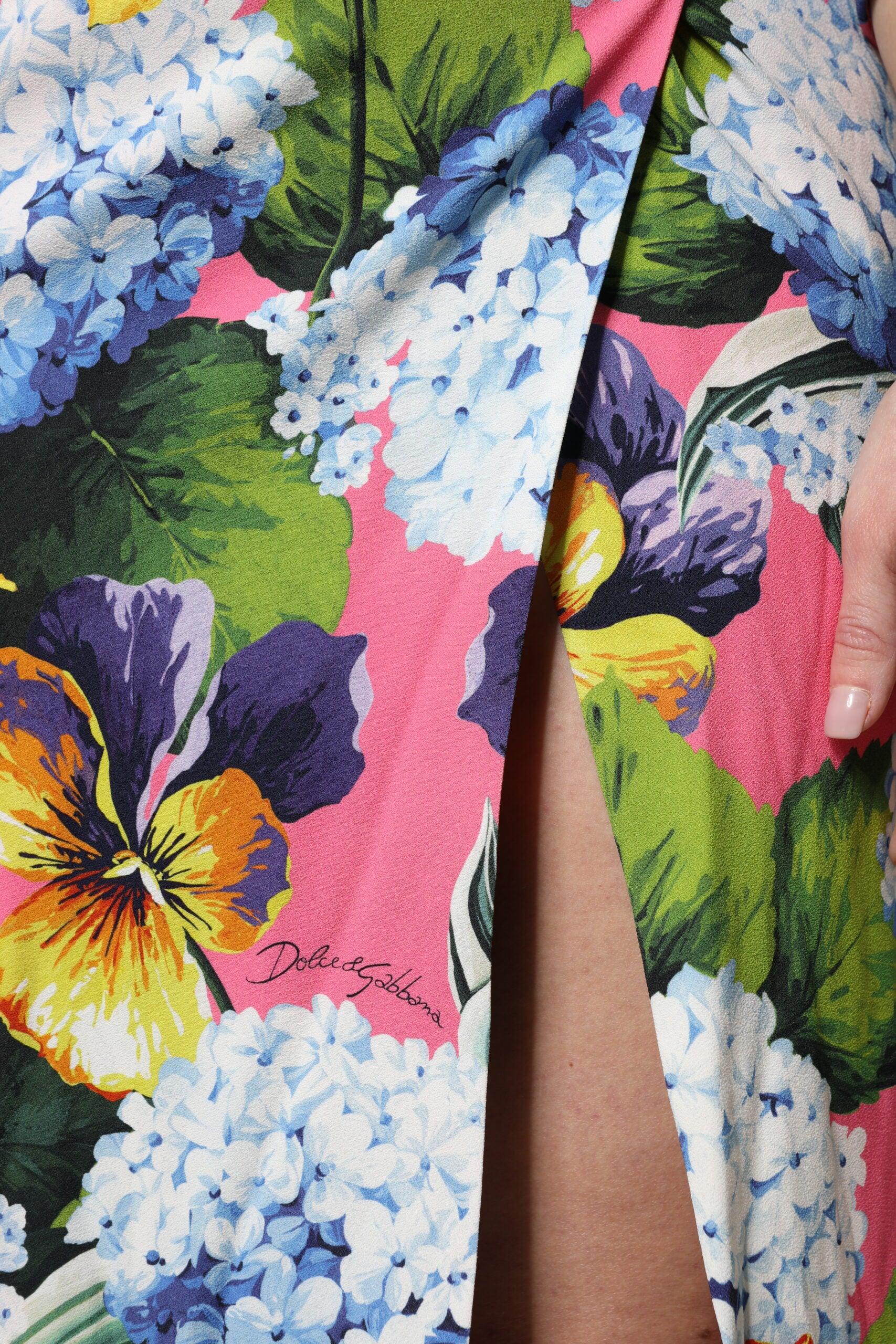 Dolce & Gabbana Multicolor Floral Side Slit Midi Dress - Zeiniez