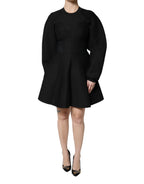 Dolce & Gabbana Black Cotton Long Sleeves A-line Mini Dress - Zeiniez