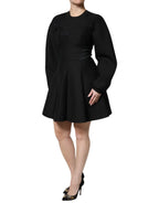 Dolce & Gabbana Black Cotton Long Sleeves A-line Mini Dress - Zeiniez