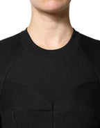 Dolce & Gabbana Black Cotton Long Sleeves A-line Mini Dress - Zeiniez