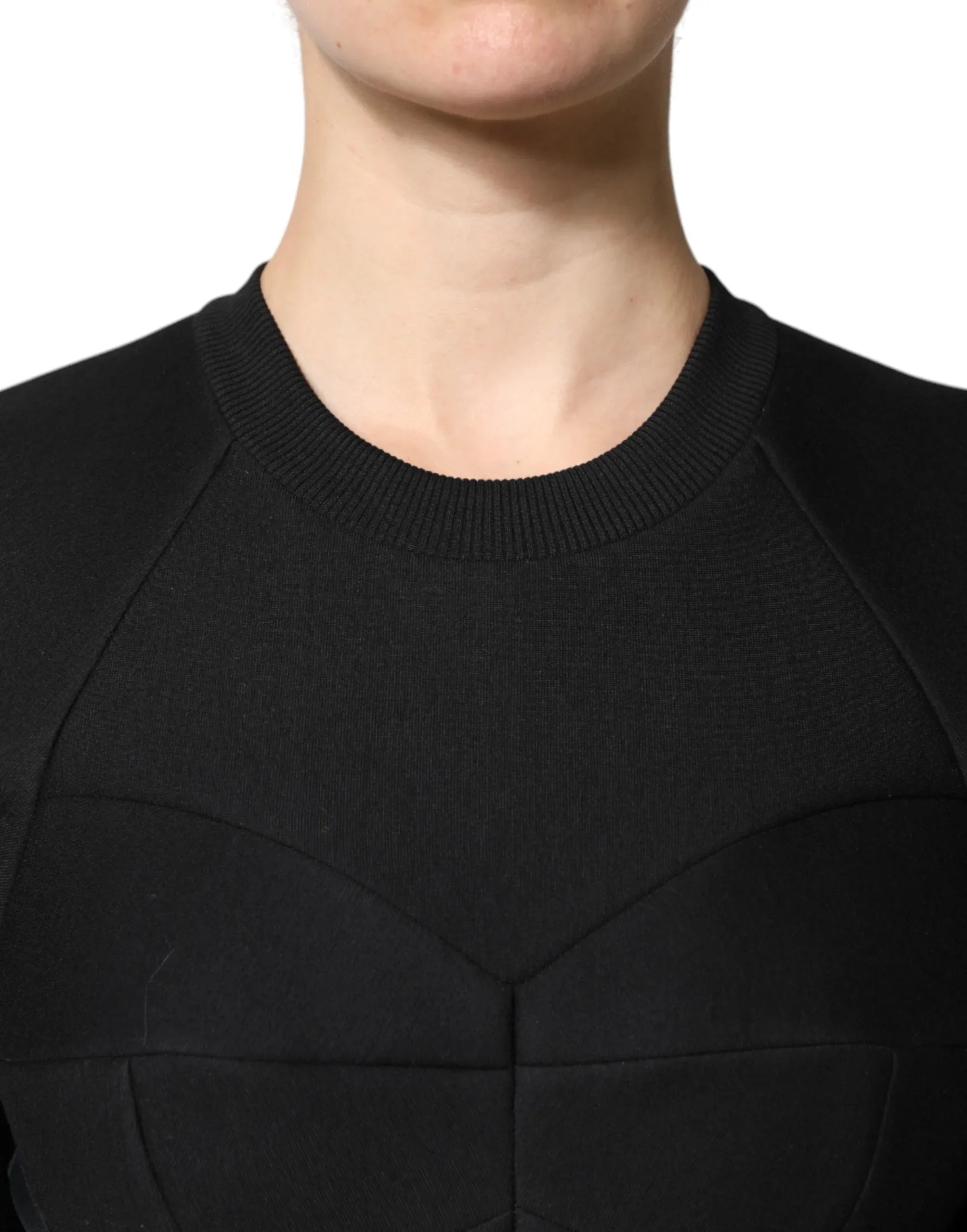 Dolce & Gabbana Black Cotton Long Sleeves A-line Mini Dress - Zeiniez