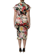 Dolce & Gabbana Multicolor Floral Short Sleeves Sheath Midi Dress - Zeiniez