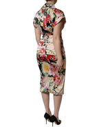 Dolce & Gabbana Multicolor Floral Short Sleeves Sheath Midi Dress - Zeiniez