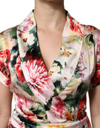 Dolce & Gabbana Multicolor Floral Short Sleeves Sheath Midi Dress - Zeiniez