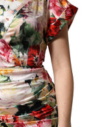 Dolce & Gabbana Multicolor Floral Short Sleeves Sheath Midi Dress - Zeiniez