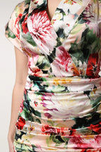 Dolce & Gabbana Multicolor Floral Short Sleeves Sheath Midi Dress - Zeiniez