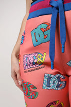 Dolce & Gabbana Pink Logo Monogram Jogger Sweatpants Pants - Zeiniez